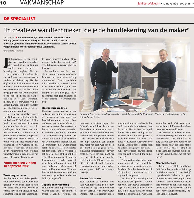 schildersvakkrant 10 november 2023 over Creatieve wandafwerkingen