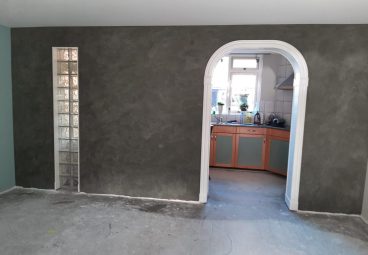 Stucco mat en stucwerk wanden woning.